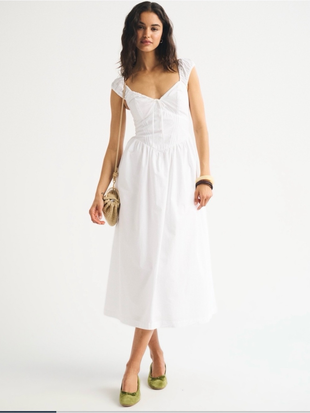 Abercrombie & Fitch White Midi Dress